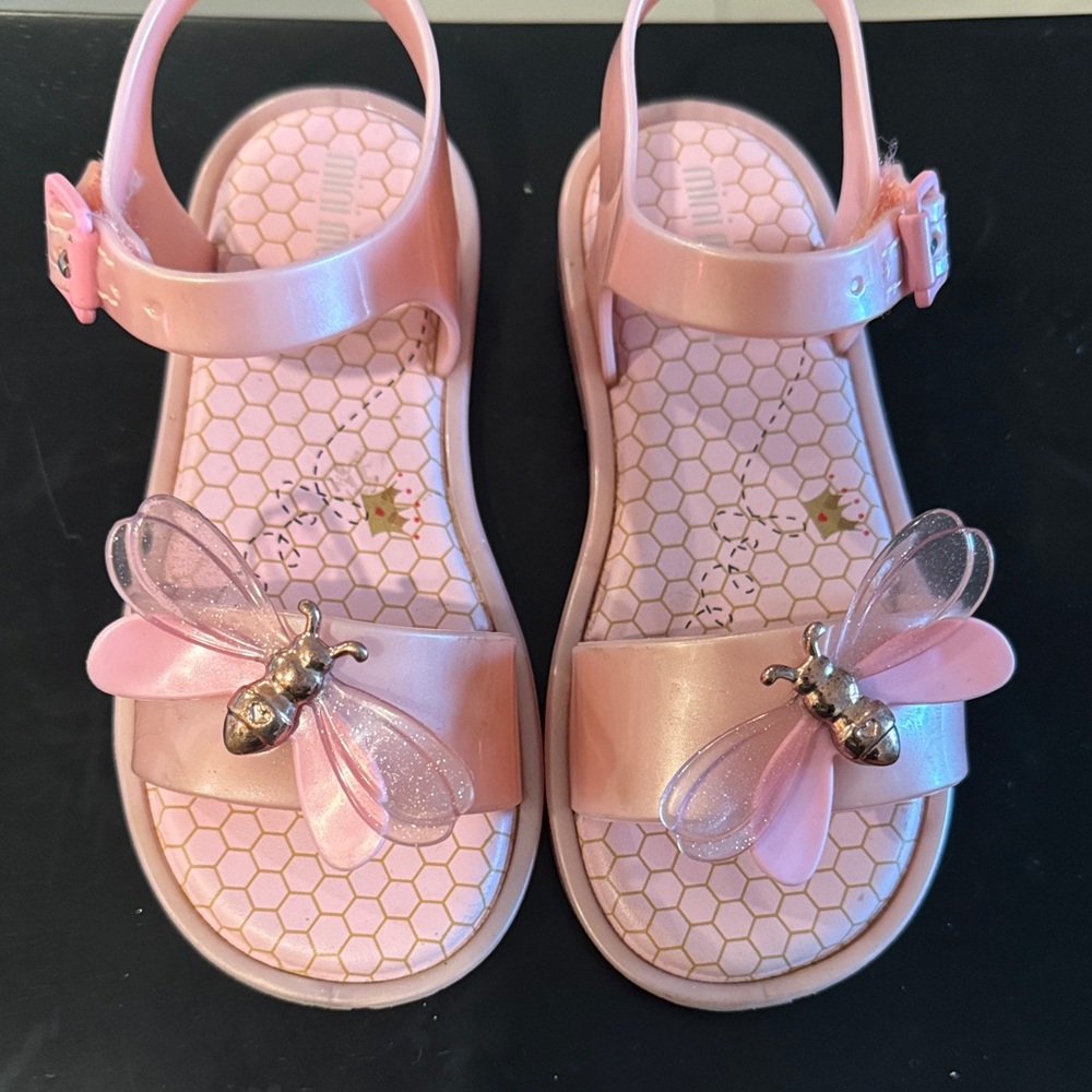 Mini Melissa Pink Kids Sandals with Butterfly Design